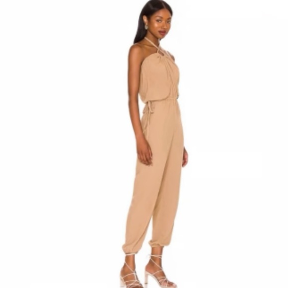 Indah Halter Neck Jumpsuit Camel Brown Size Small - Picture 2 of 9